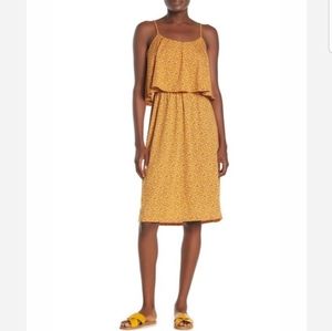 Lush Spaghetti Strap Popover Yellow Floral Midi Dress Size S